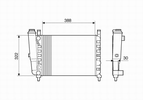 Radiador Elba / Premio / Uno 1.3 Todos / Uno Mille 1.0 até 1993 Sem ar condicionado Sem Transmissão Automática AUTO PEÇAS XAVIER 24 HORAS 